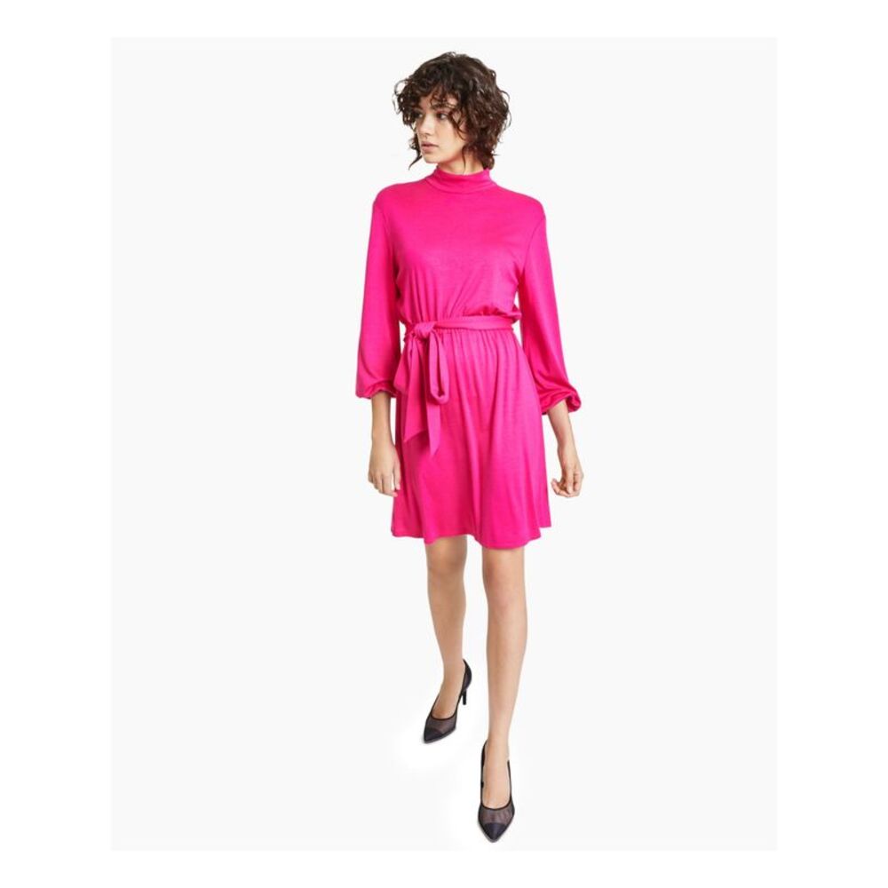 BAR III DRESSES Womens Tie Unlined Elastic Cuffs Balloon Sleeve Shift Dress
